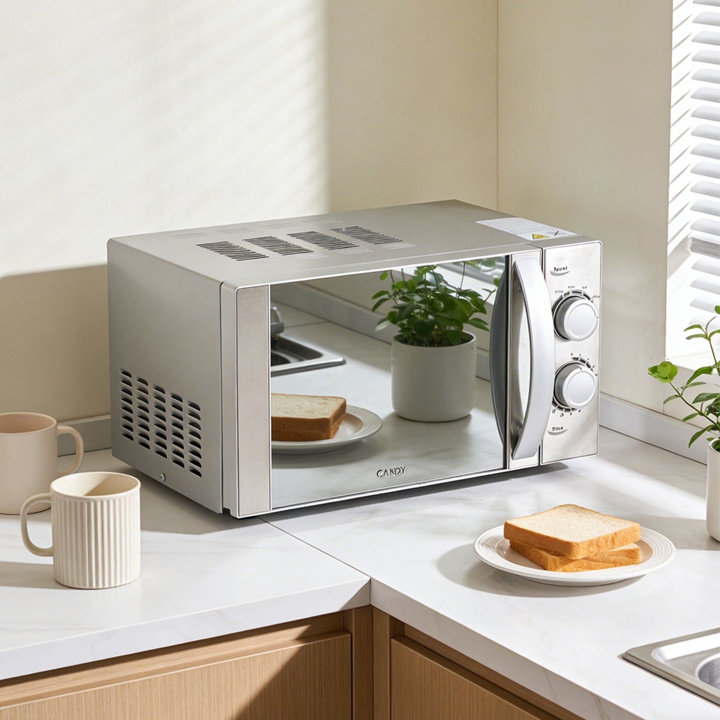 CMW20MSS-DX 20L Countertop Microwave | 700W Compact Design with 6 Cooking Levels