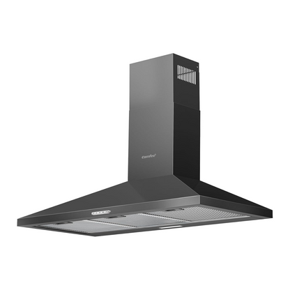 Black 90CM Wall-mounted 3-Speed Chimney Range Hood Cooker Extractor