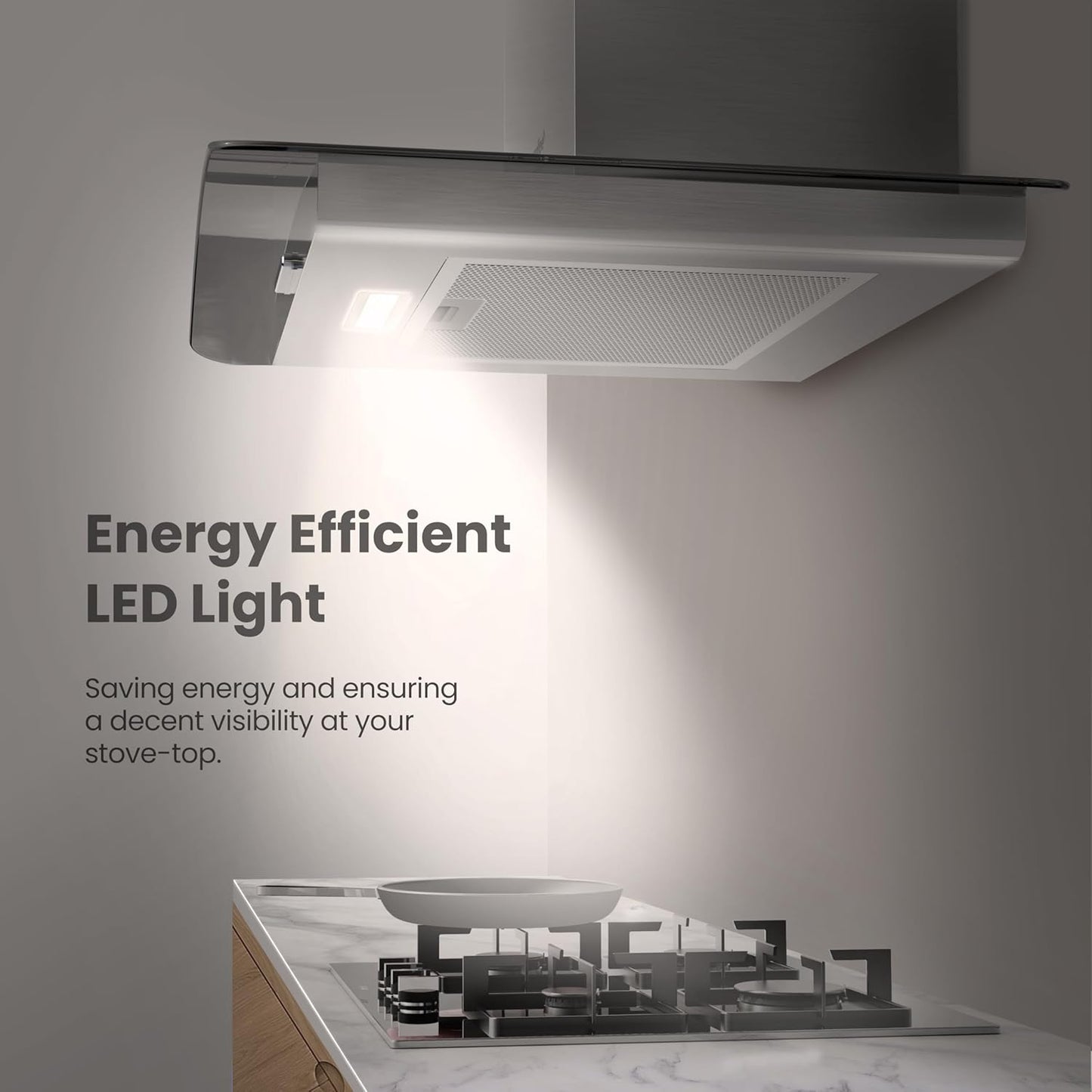 60cm Chimney Cooker Range Hood Kitchen Extractor with 3-Speed Modes