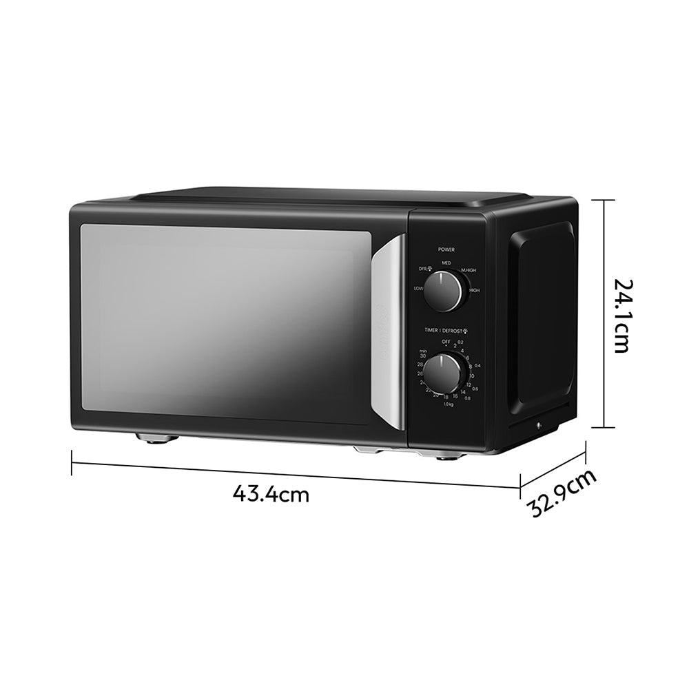 Black 19L 5-level Power Kitchen Manual Microwave Oven with Timer 700W