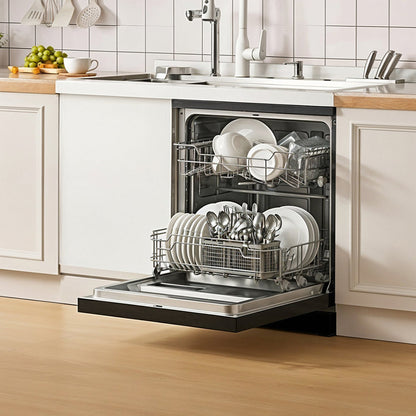 Black Freestanding Dishwasher with 6 Washing Programs