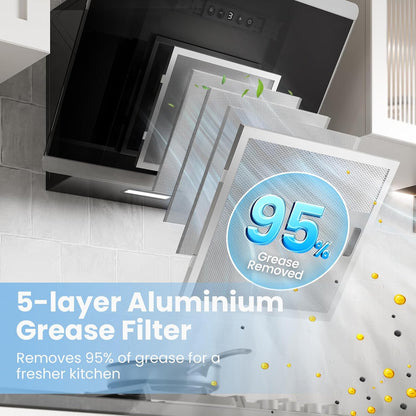 60CM Wall-mounted 3-Speed Angled Range Hood with Touch Screen
