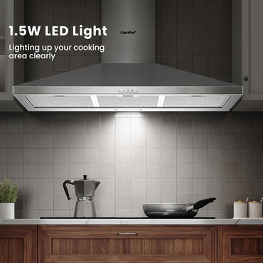 90cm Chimney Cooker Hood with LED and Recirculating & Ducting System
